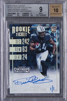 2018 Panini Honors Recollection "2016 Playoff Contenders" #311 Derrick Henry Signed Card (#1/1) – BGS MINT 9/BGS 10
